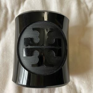 Tory Burch logo black resin cuff